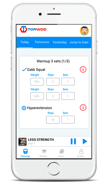 TOROKHTIY App workout screen